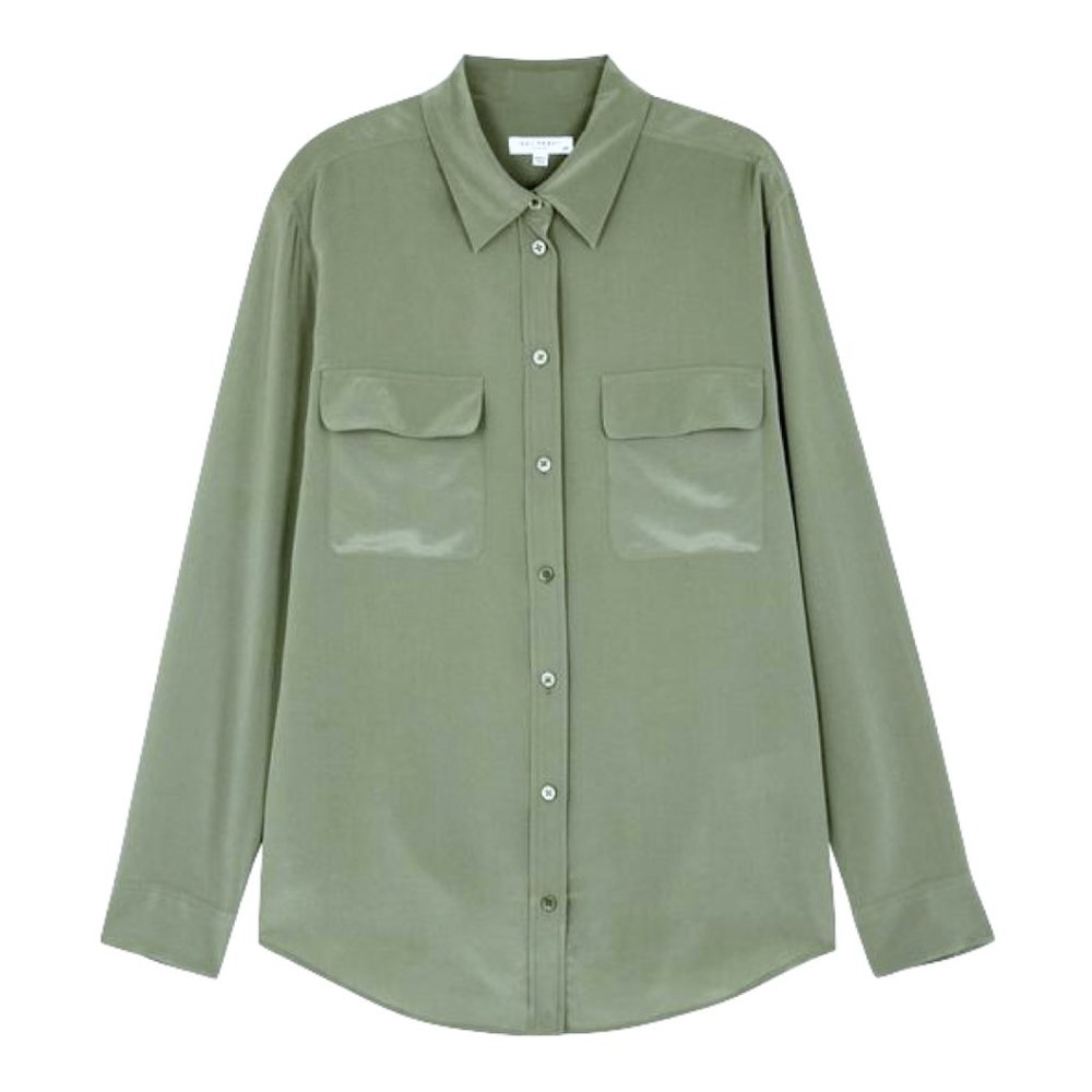 Equipment Slim Signature Silk Shirt in Sage Size M